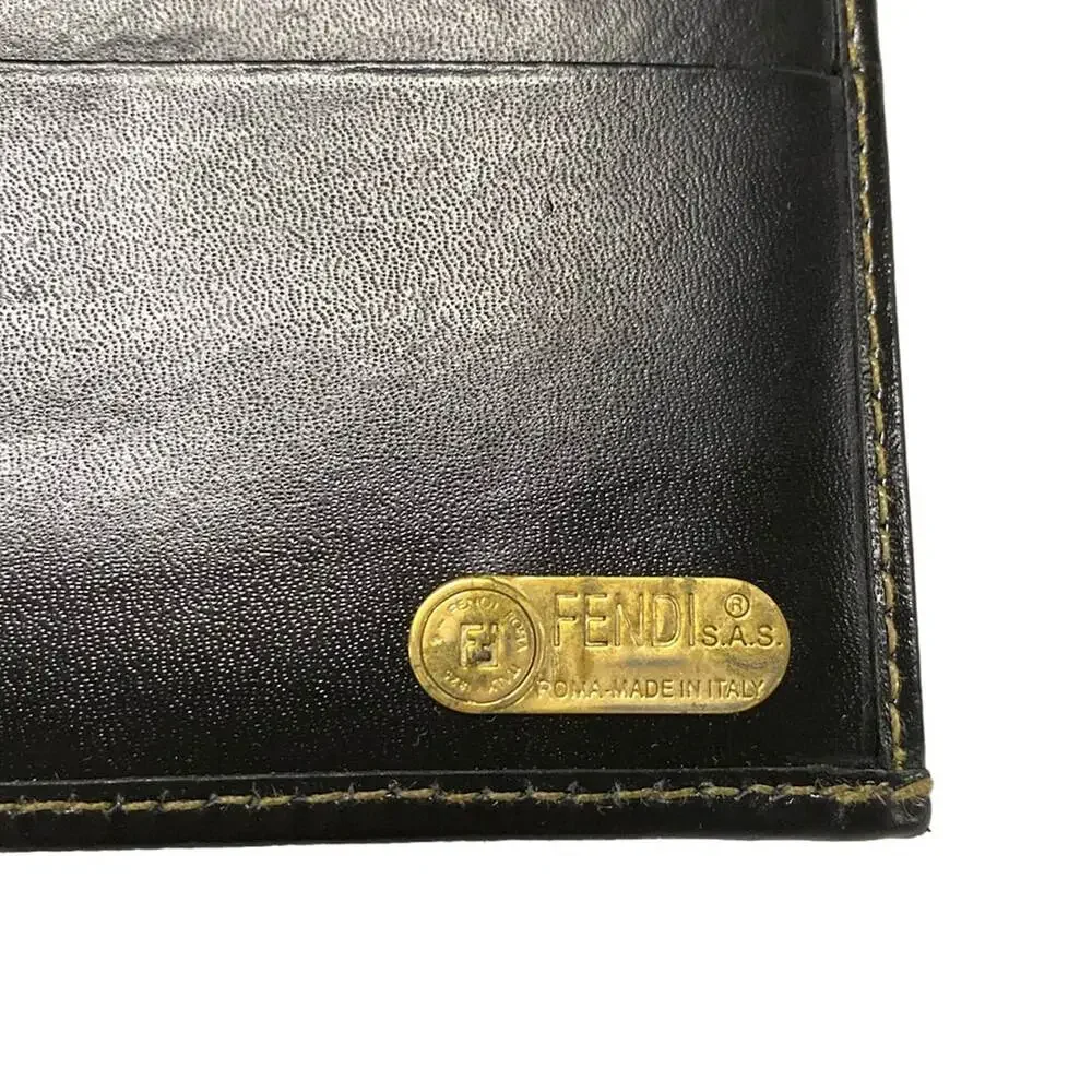 Fendi Pecan Long Wallet Black Beige PVC Leather